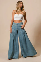 BiBi Pleated Detail Wide Jeans OutfitFlow