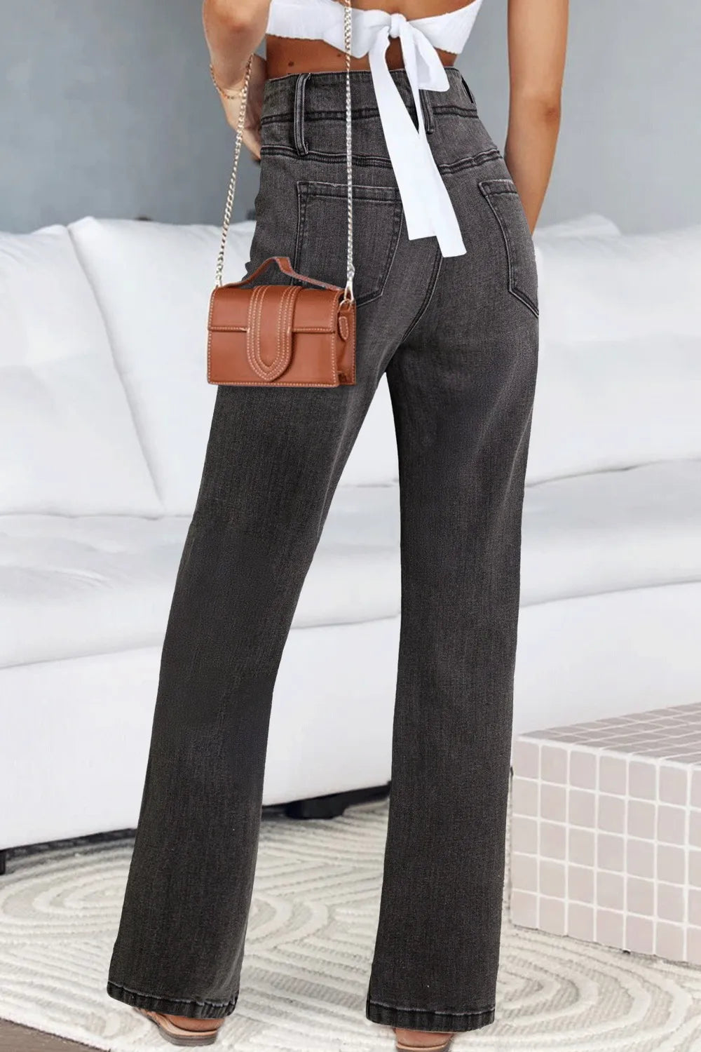High-Waisted Wide-Leg Vintage Wash Jeans OutfitFlow