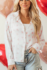 Outfit Flow - Heart Print Collared Neck Long Sleeve Shirt