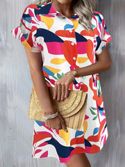 Printed Button-Down Shirt Dress OutfitFlow