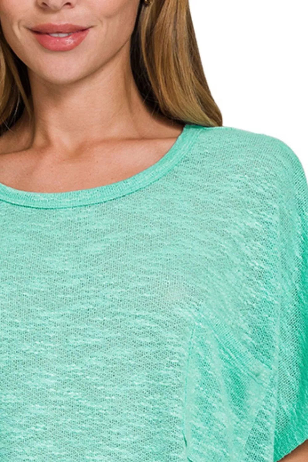Zenana Oversized Slub Hacci Top with Pocket OutfitFlow