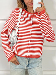 Striped Button-Down Knit Cardigan OutfitFlow