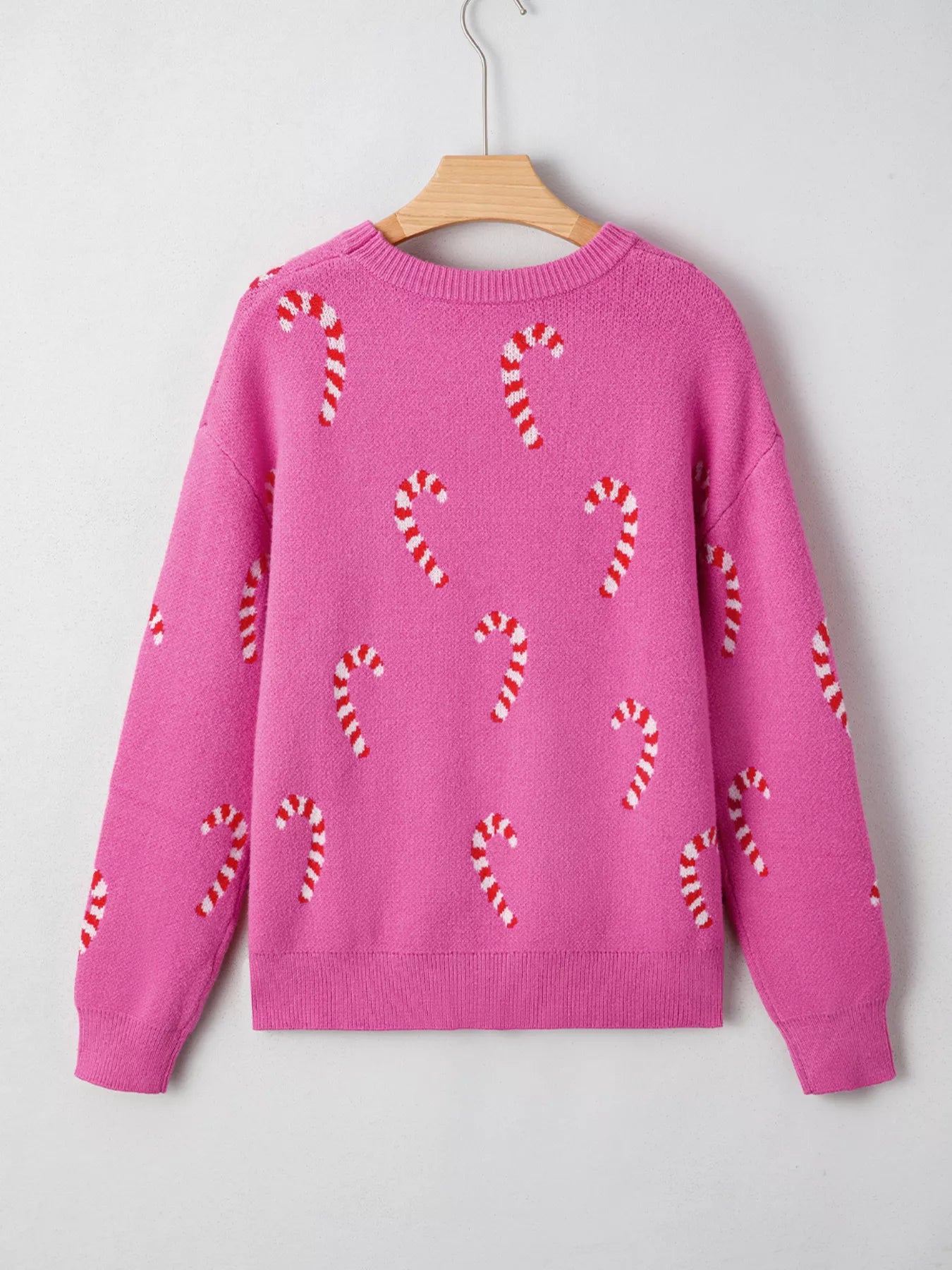 Christmas Candy Cane Holiday Drop Shoulder Sweater OutfitFlow