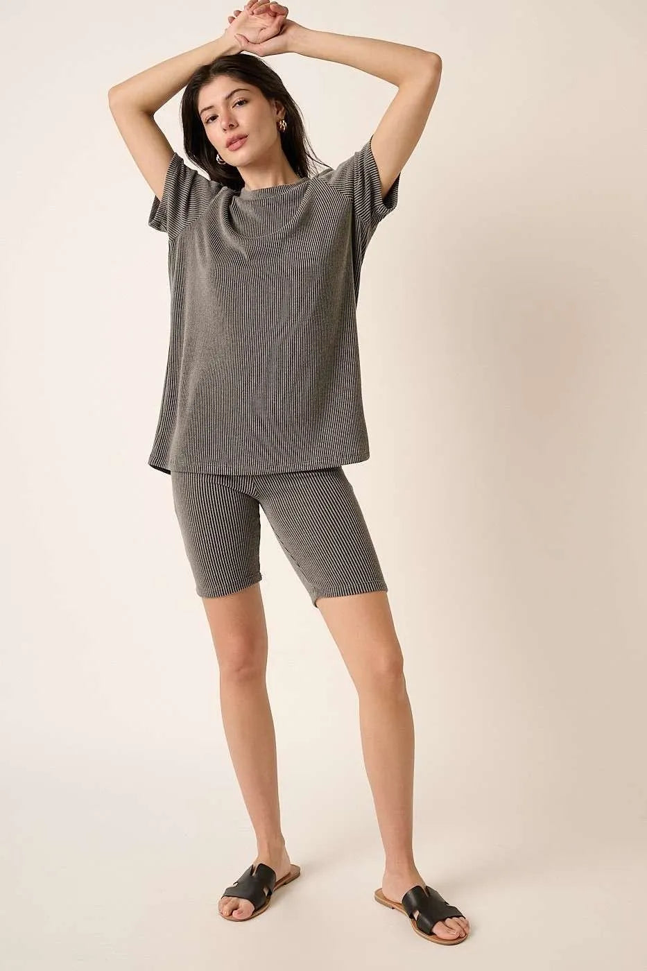 Mittoshop Rib Knit T-Shirt and Biker Short Set OutfitFlow