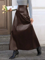 Leather A-Line Midi Skirt OutfitFlow