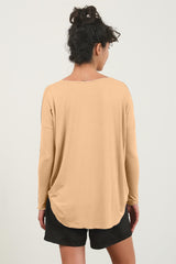 HYFVE Draped Drop Shoulder Long Sleeve Top