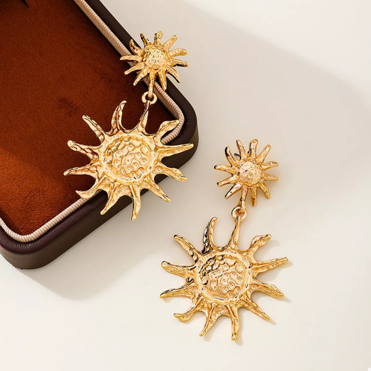 18K Gold-Plated Sun Burst Drop Earrings OutfitFlow