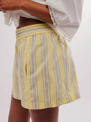 Striped High-Waist Linen Blend Summer Shorts OutfitFlow