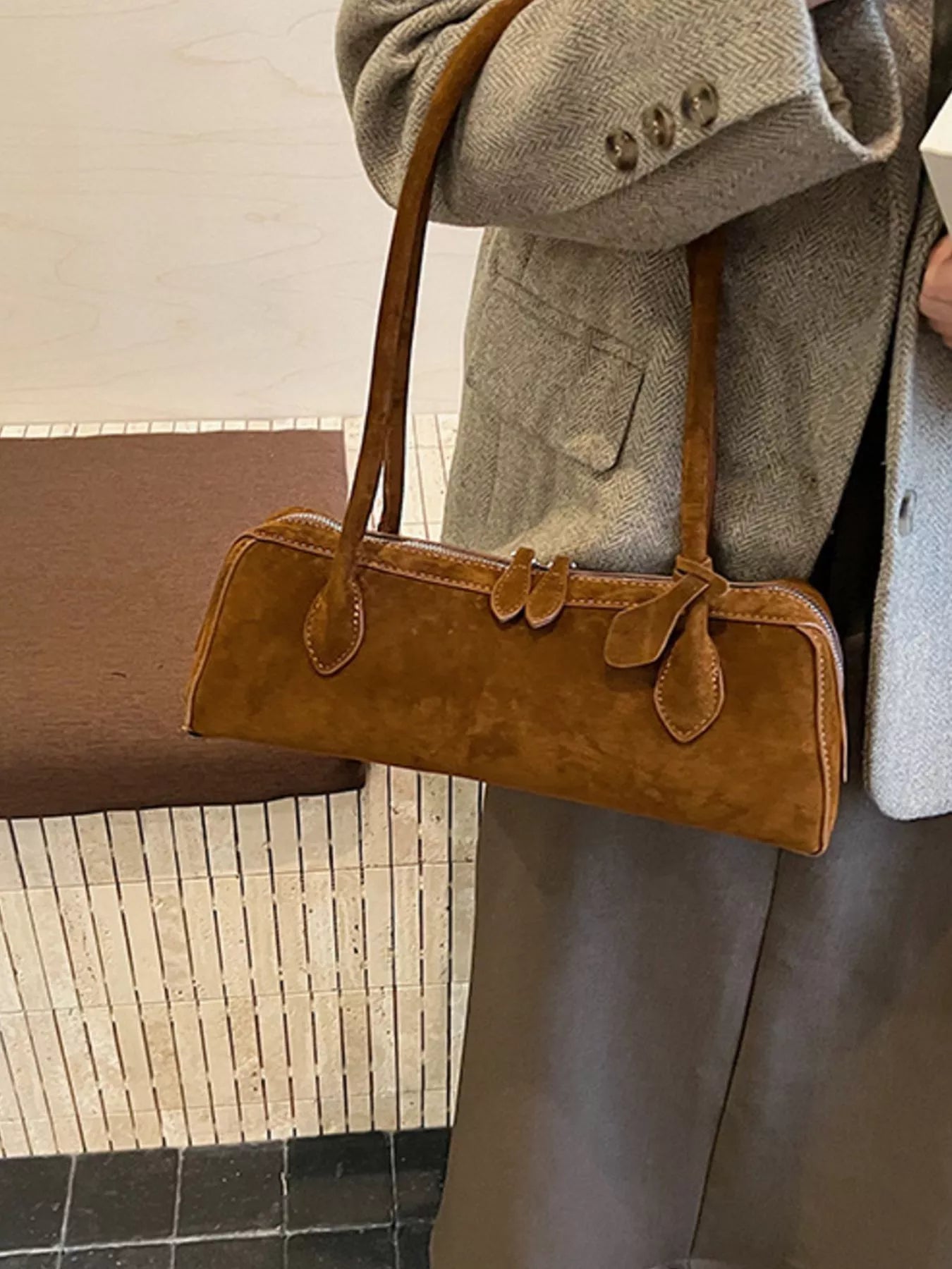 Solid Color Shoulder Bag Trendsi