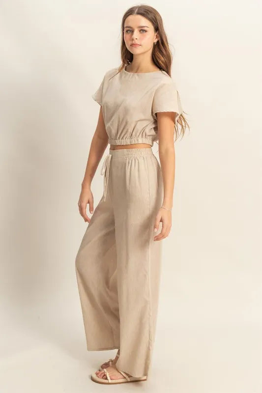 HYFVE Round Neck Short Sleeve Top and Pants Set OutfitFlow