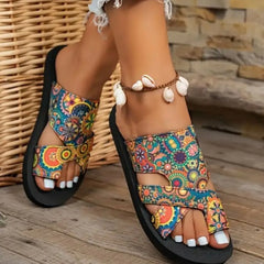 Bohemian Patterned Cutout Sandals OutfitFlow