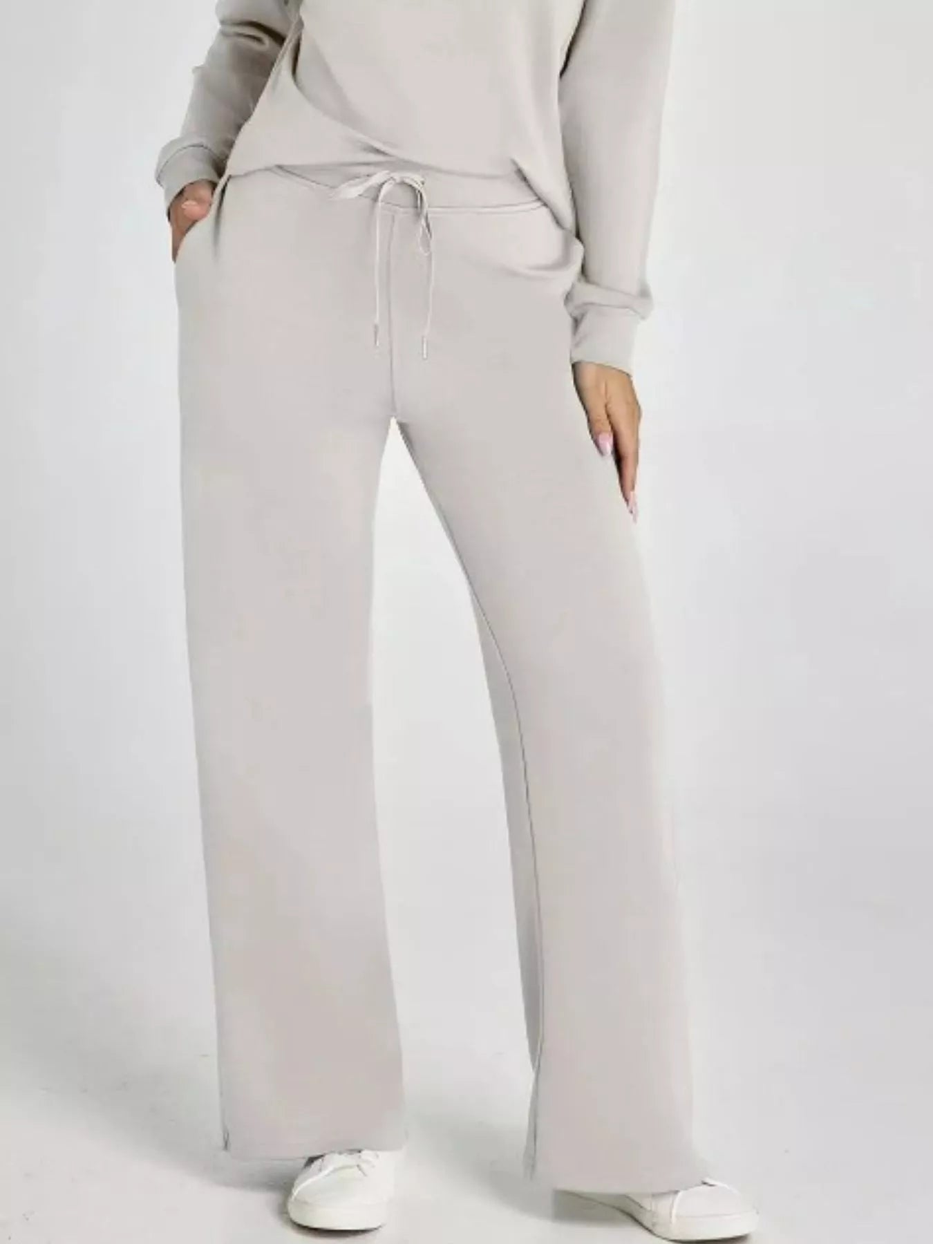 Full Size Johnny Collar Long Sleeve Top and Pants Plus Size OutfitFlow