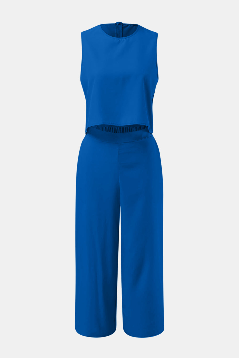 Outfit Flow - Round Neck Top and Wide Leg Pants Set