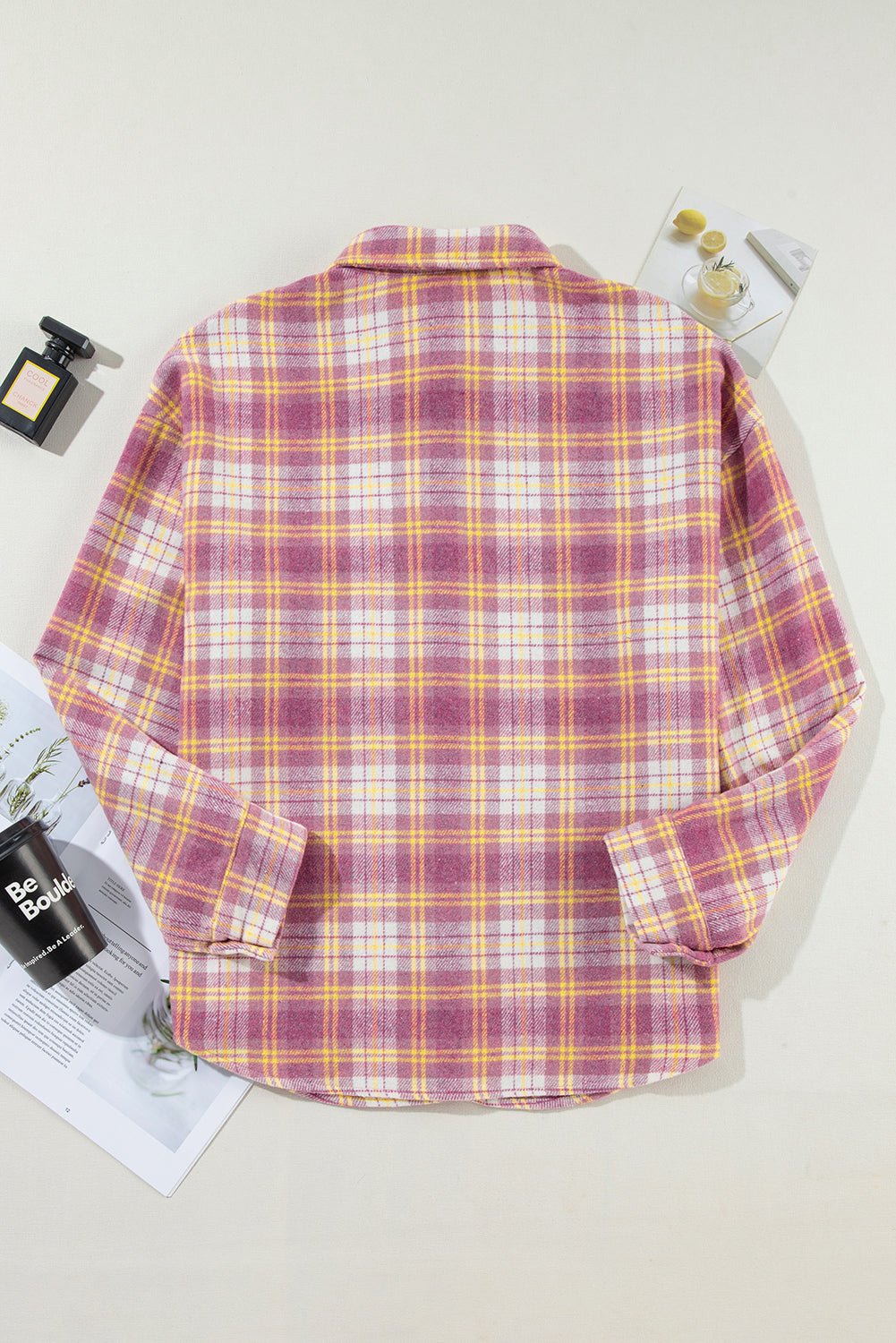 Outfit Flow - Plaid Collared Neck Button Up Jacket