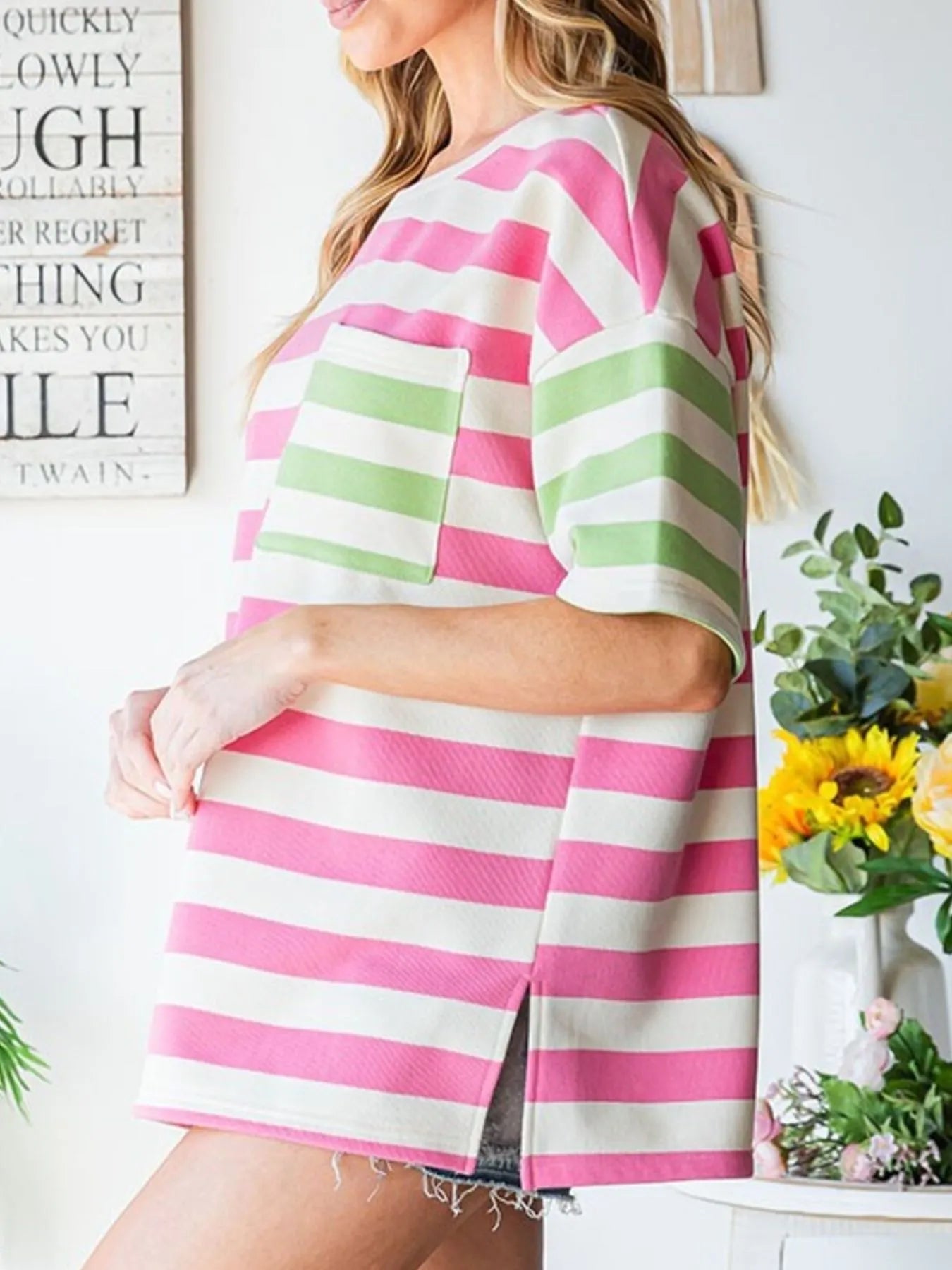 Striped Oversized Short Sleeve T-Shirt OutfitFlow