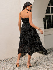 Lace Detail Layered Printed Midi Cami Dress OutfitFlow