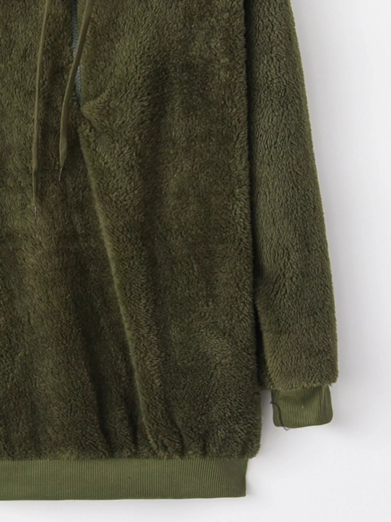 Full Size Half Zip Drawstring Fleece Hoodie Plus Size OutfitFlow