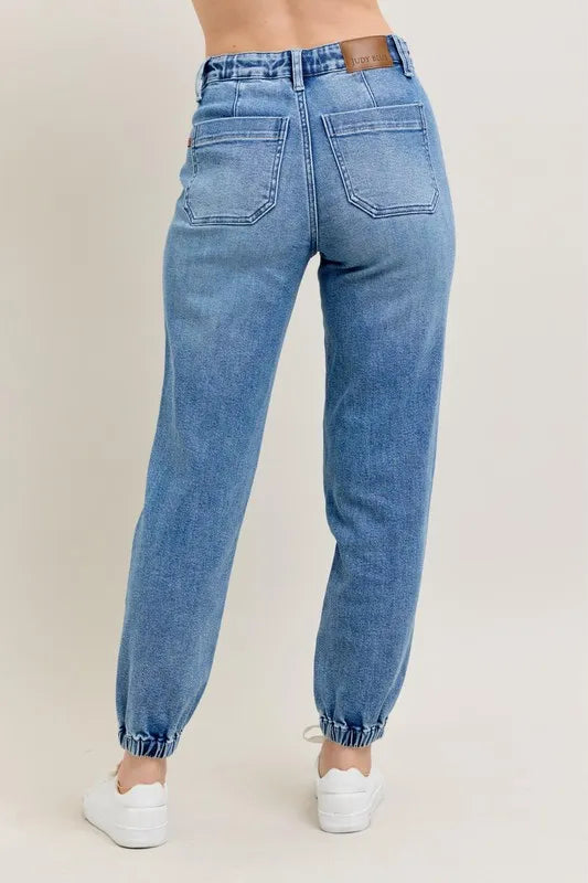 Judy Blue Full Size High Waist Denim Jogger Plus Size OutfitFlow