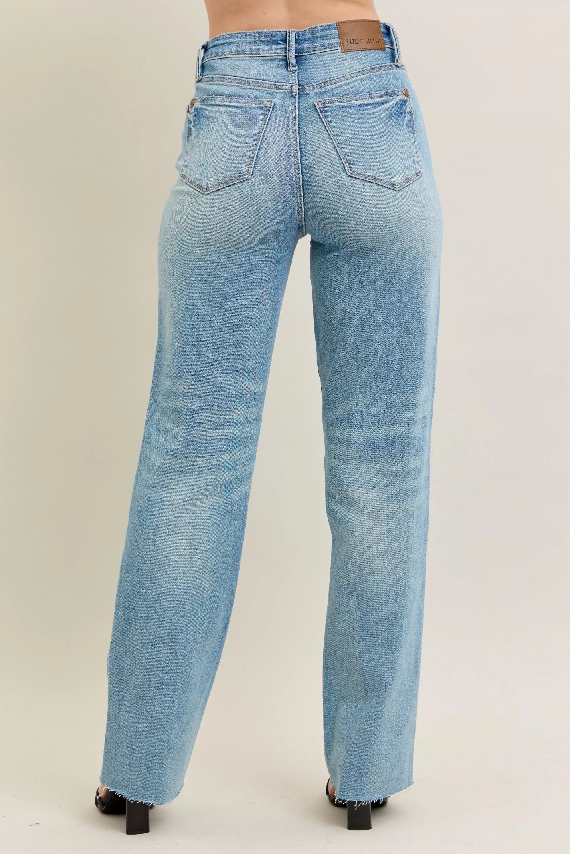 Judy Blue Full Size High Waist Rigid Magic Star Shaped Destroy 90's Straight Jeans Plus Size OutfitFlow