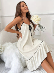 Full Size Tiered Ruffled Lounge Dress with Contrast Trim Plus Size OutfitFlow