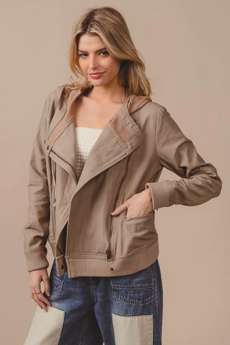BiBi Textured Woven Rider Jacket OutfitFlow