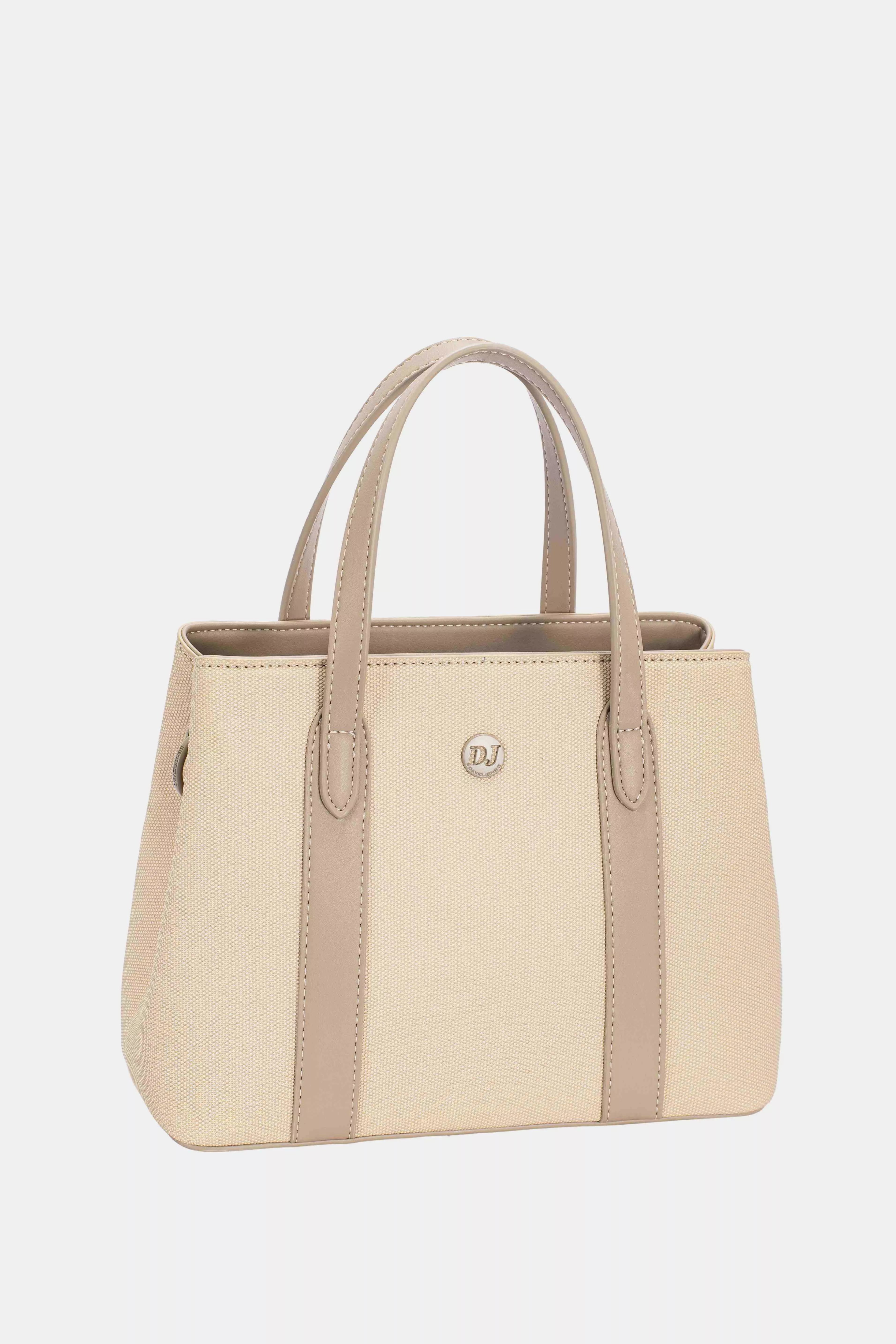 David Jones Canvas Handbag with Leather Trim WARM TAUPE One Size Trendsi