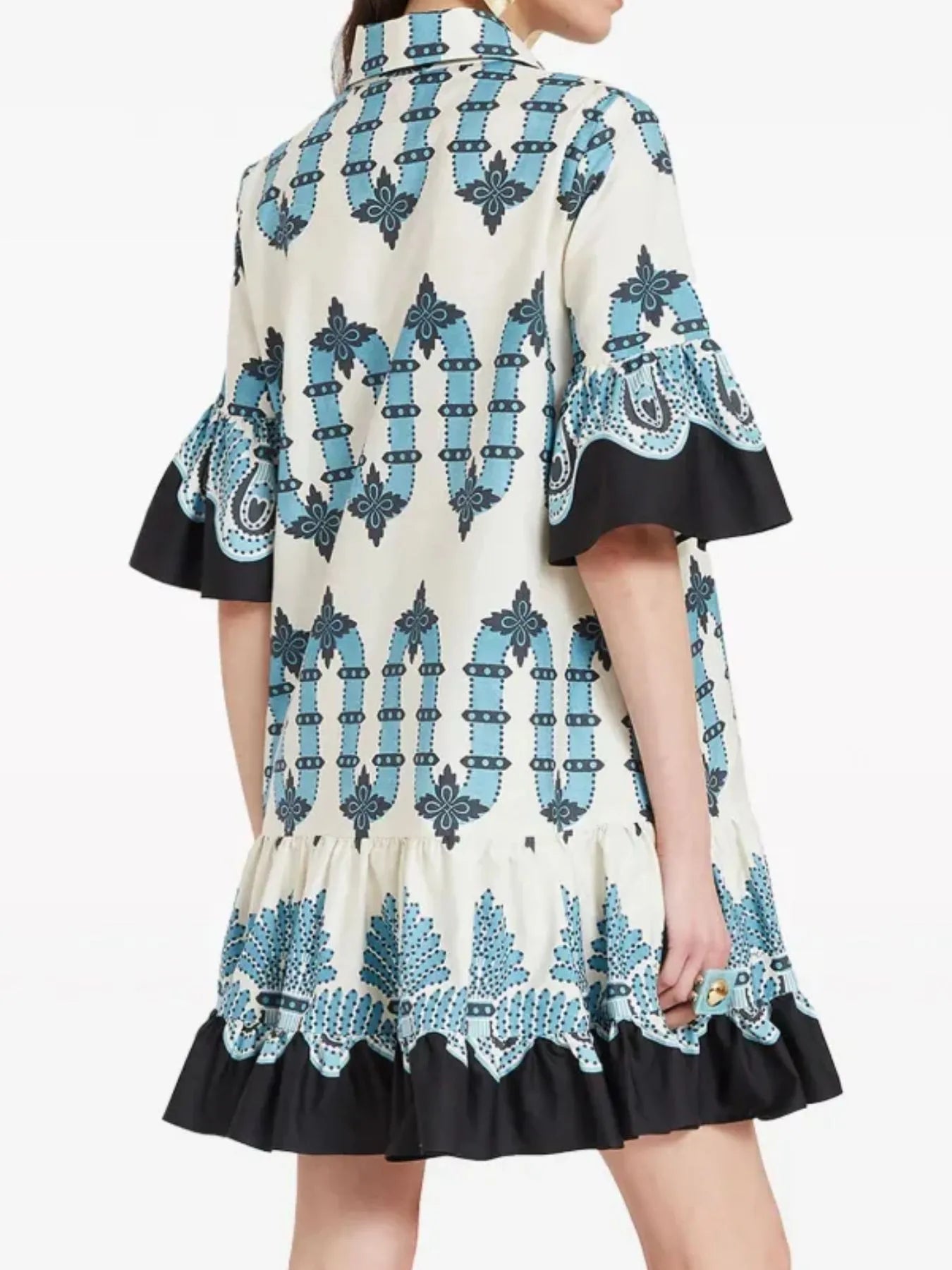 Floral Print Ruffle Sleeve Mini Dress OutfitFlow
