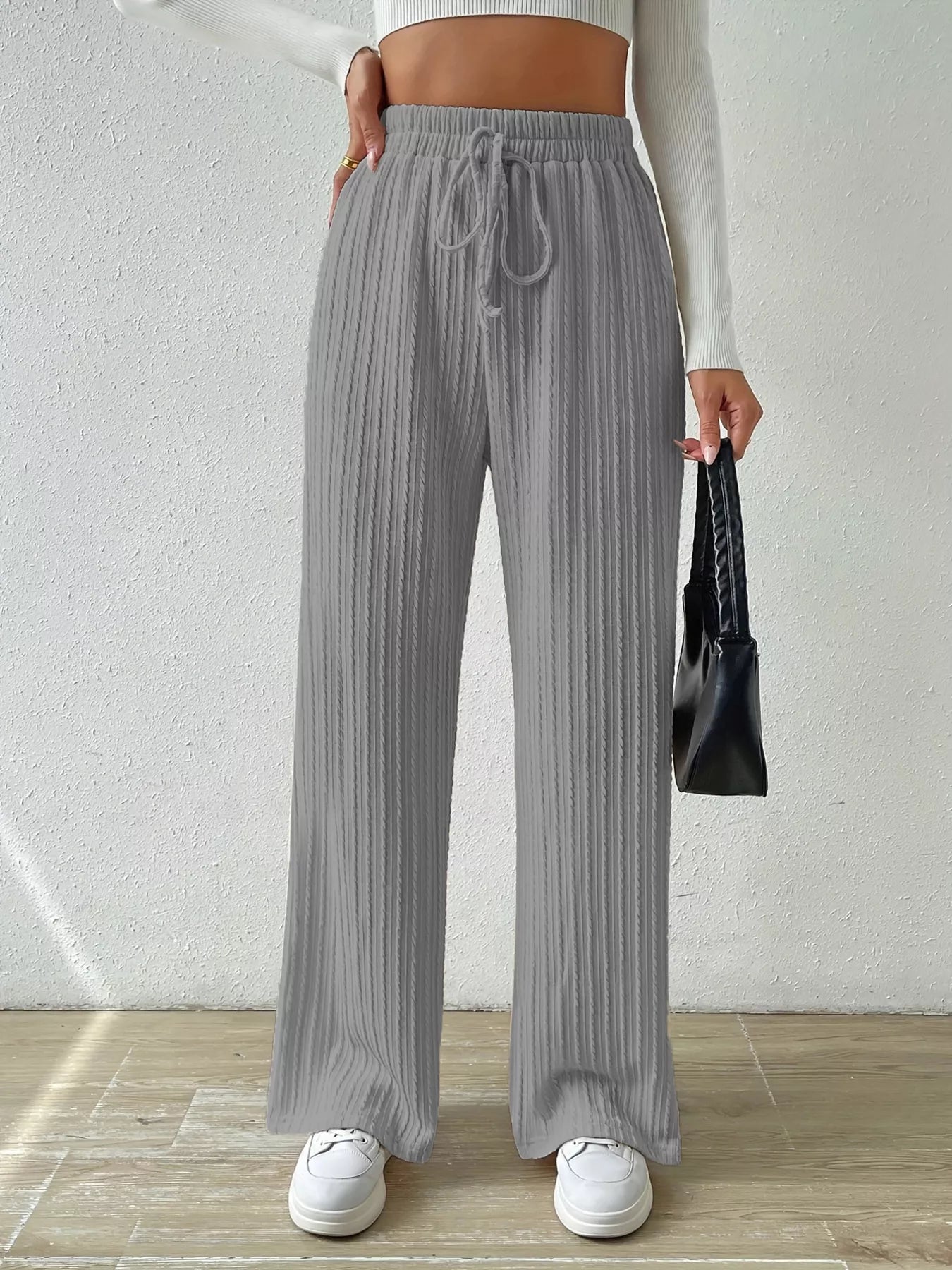 Drawstring Wide Leg Pants OutfitFlow