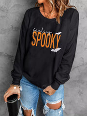 Feeling Spooky Halloween Embroidered Sweatshirt OutfitFlow
