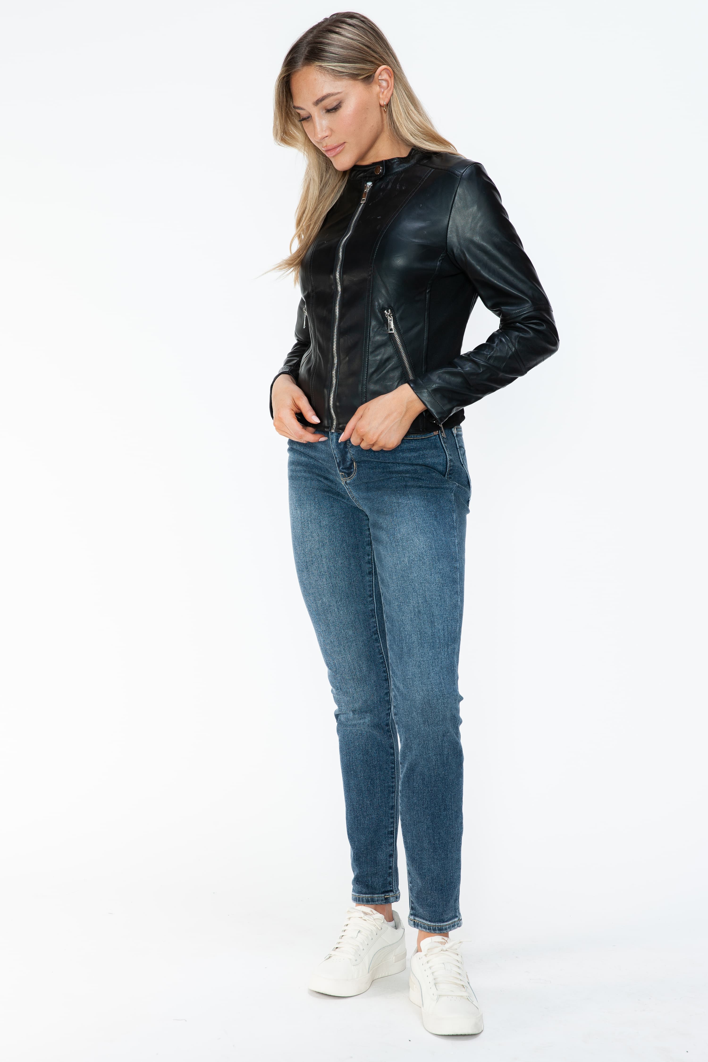 Outfit Flow - Snobbish PU Leather Zip Up Jacket with Pockets