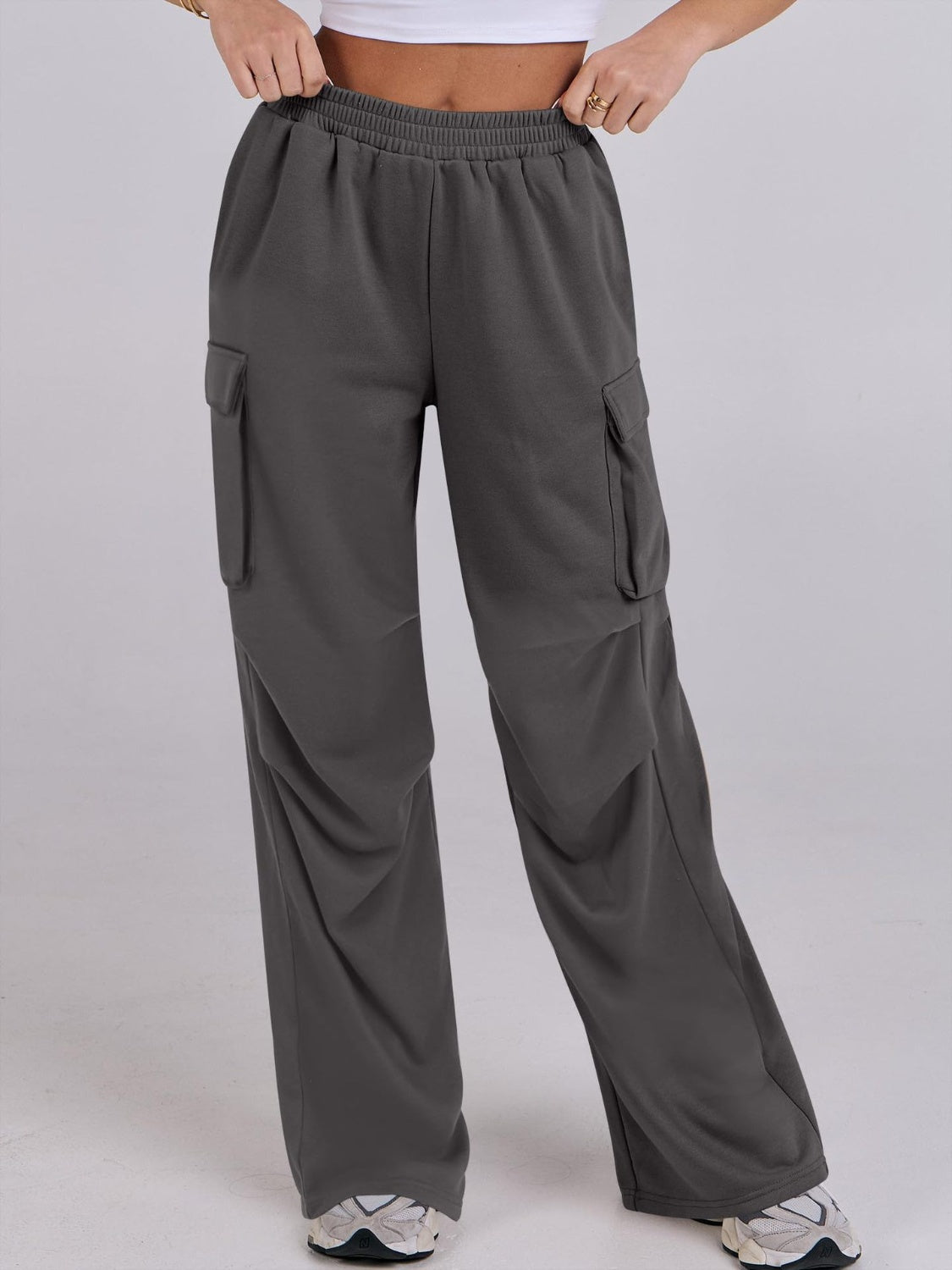 Outfit Flow - Elastic Waist Wide Leg Pants with Pockets