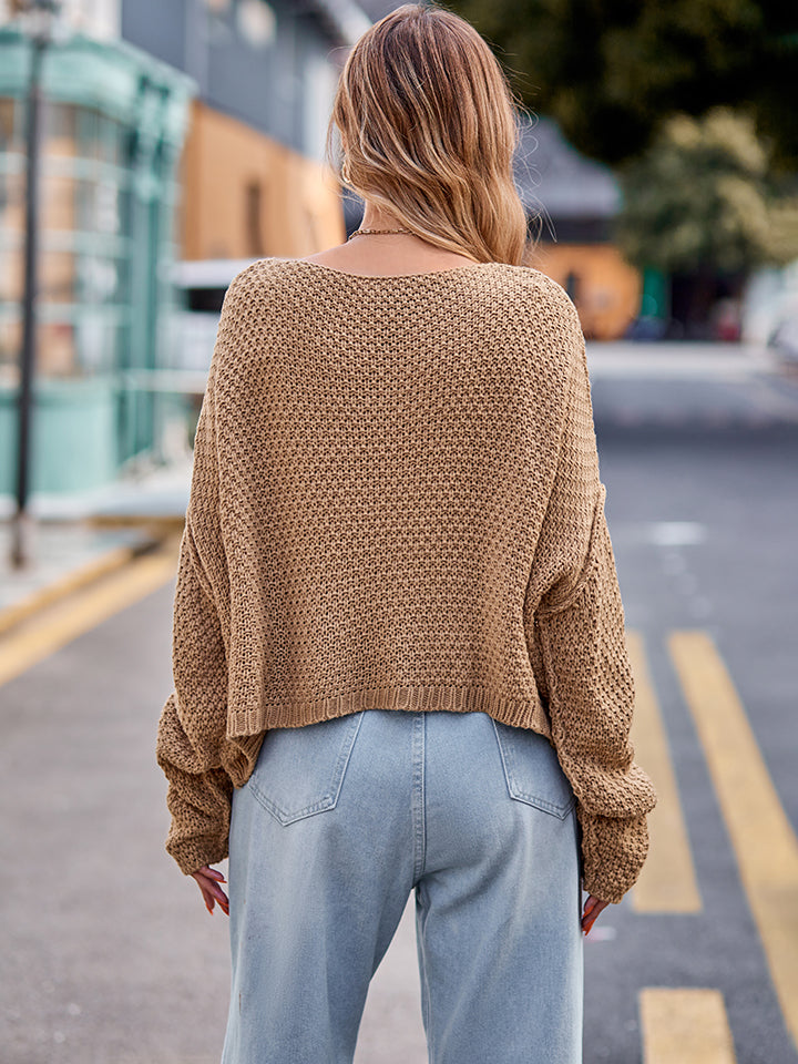 Round Neck Cable-Knit Sweater OutfitFlow
