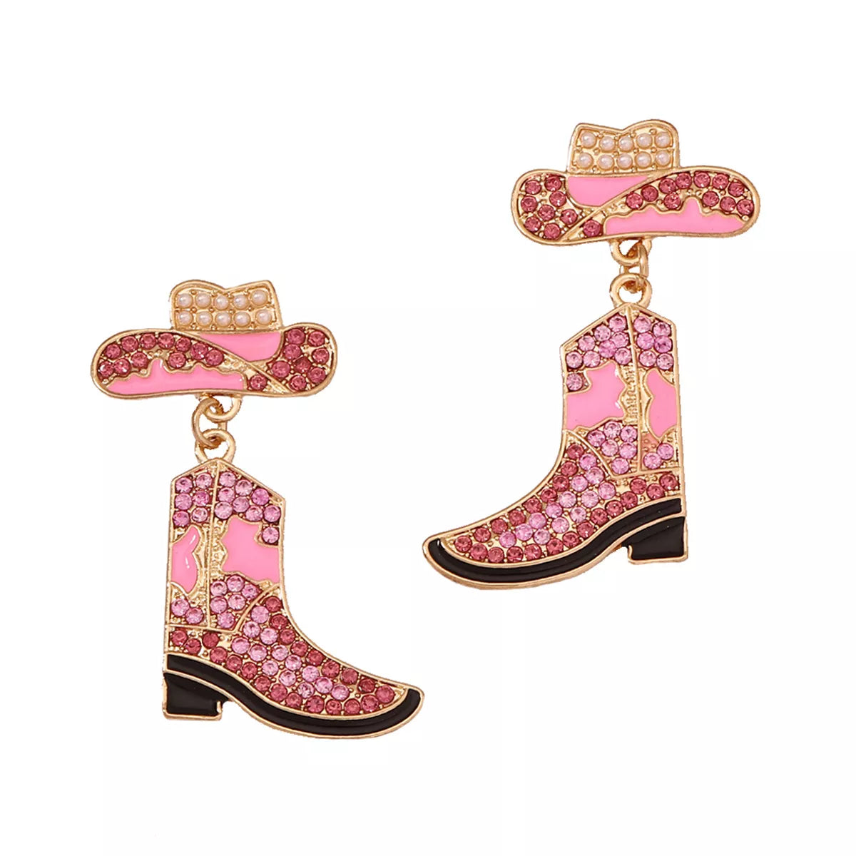 Rhinestone Boot Dangle Earrings OutfitFlow