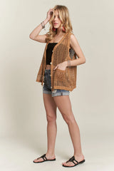 ADORA Button Down Crochet Vest Top OutfitFlow