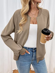 Zip Up Raglan Sleeve Jacket Trendsi