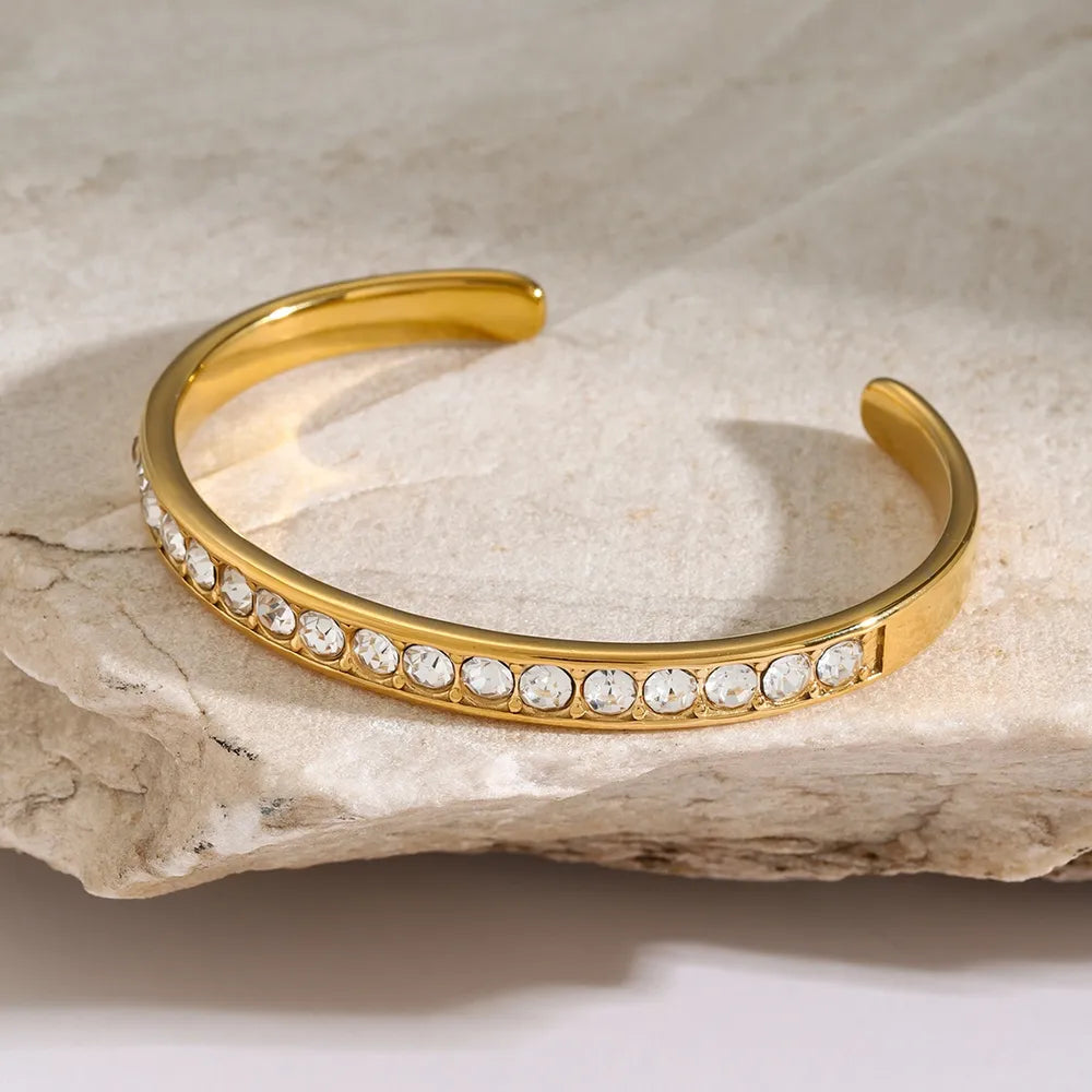 Stainless Steel Inlaid Zircon Bracelet OutfitFlow