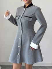 A-Line Long Sleeve Button-Down Dress OutfitFlow