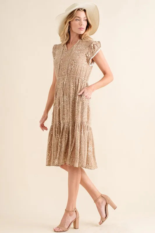 And The Why Boho Printed Tiered Maxi Dress OutfitFlow