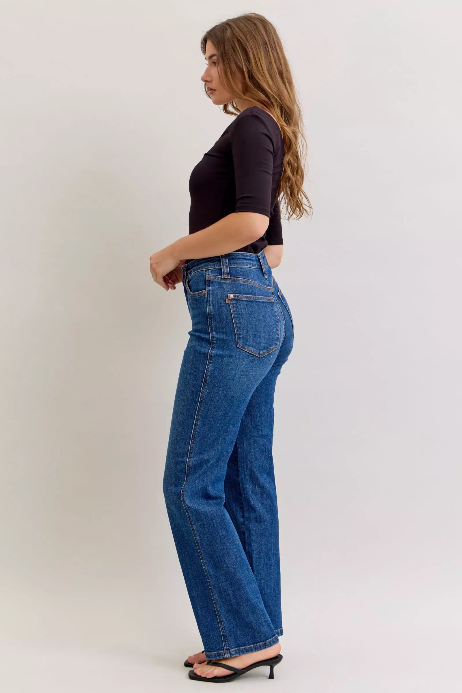Judy Blue High Waist Tummy Control Straight Jeans OutfitFlow
