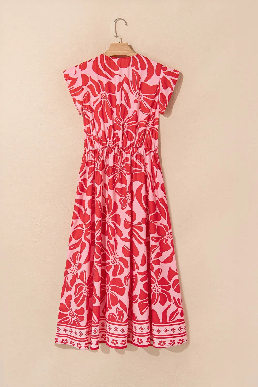 Floral Ruffled V-Neck Midi Dress with Button Front OutfitFlow
