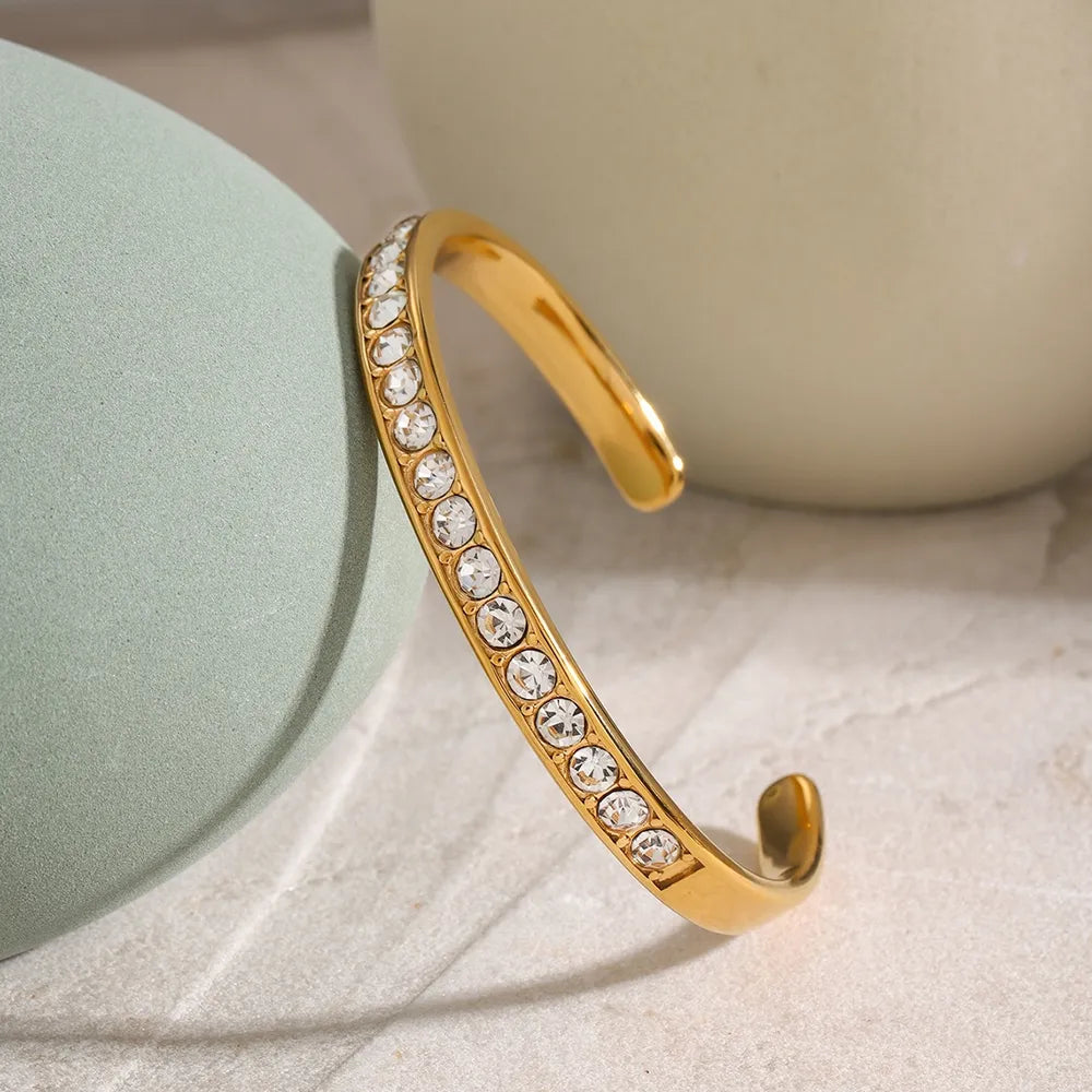 Stainless Steel Inlaid Zircon Bracelet OutfitFlow