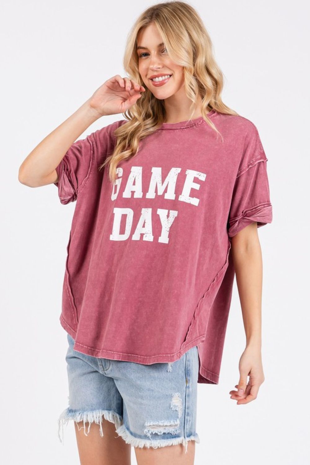 Mittoshop GAME DAY Round Neck Short Sleeve T-Shirt OutfitFlow