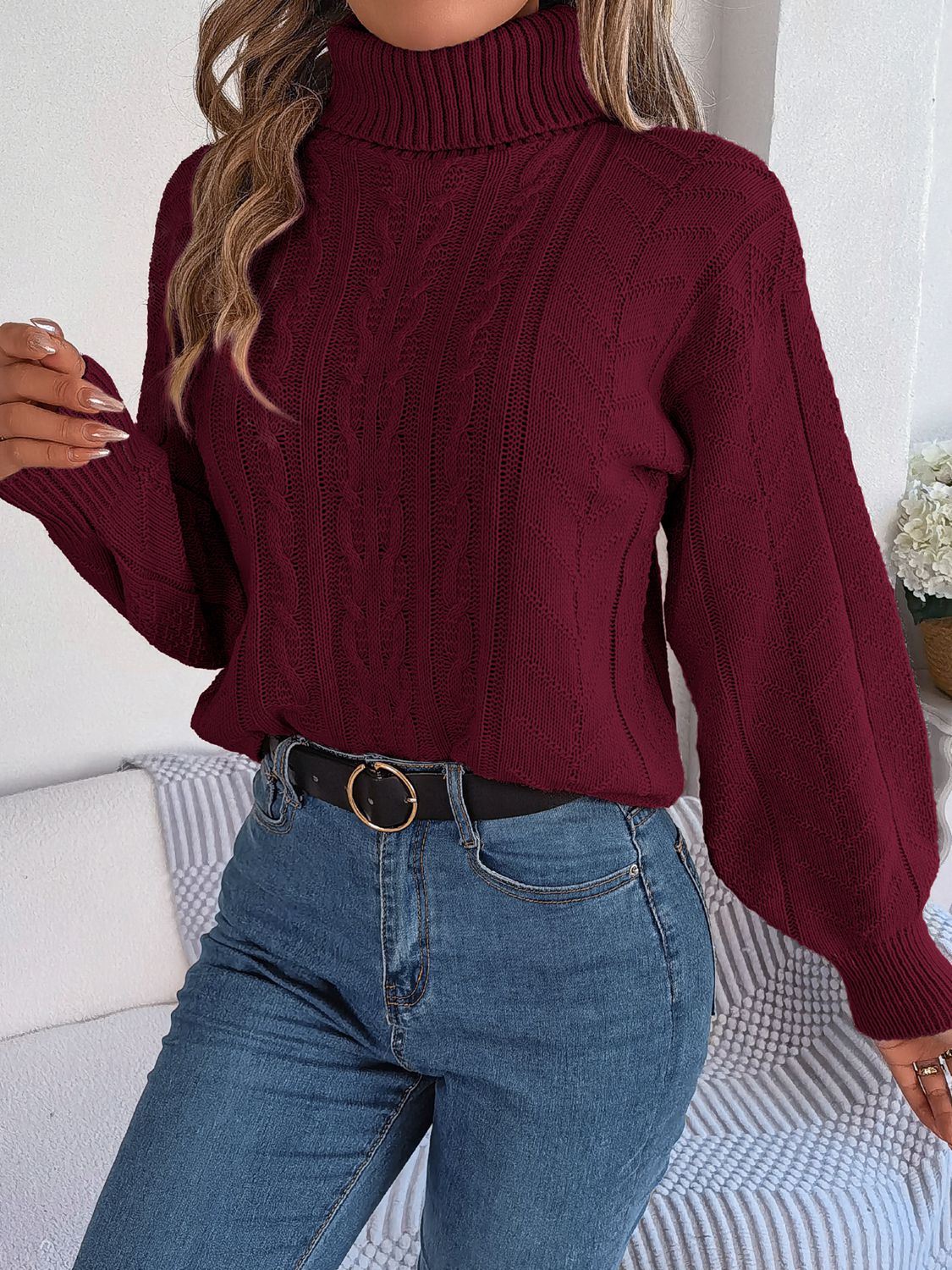 Cable-Knit Turtleneck Sweater OutfitFlow