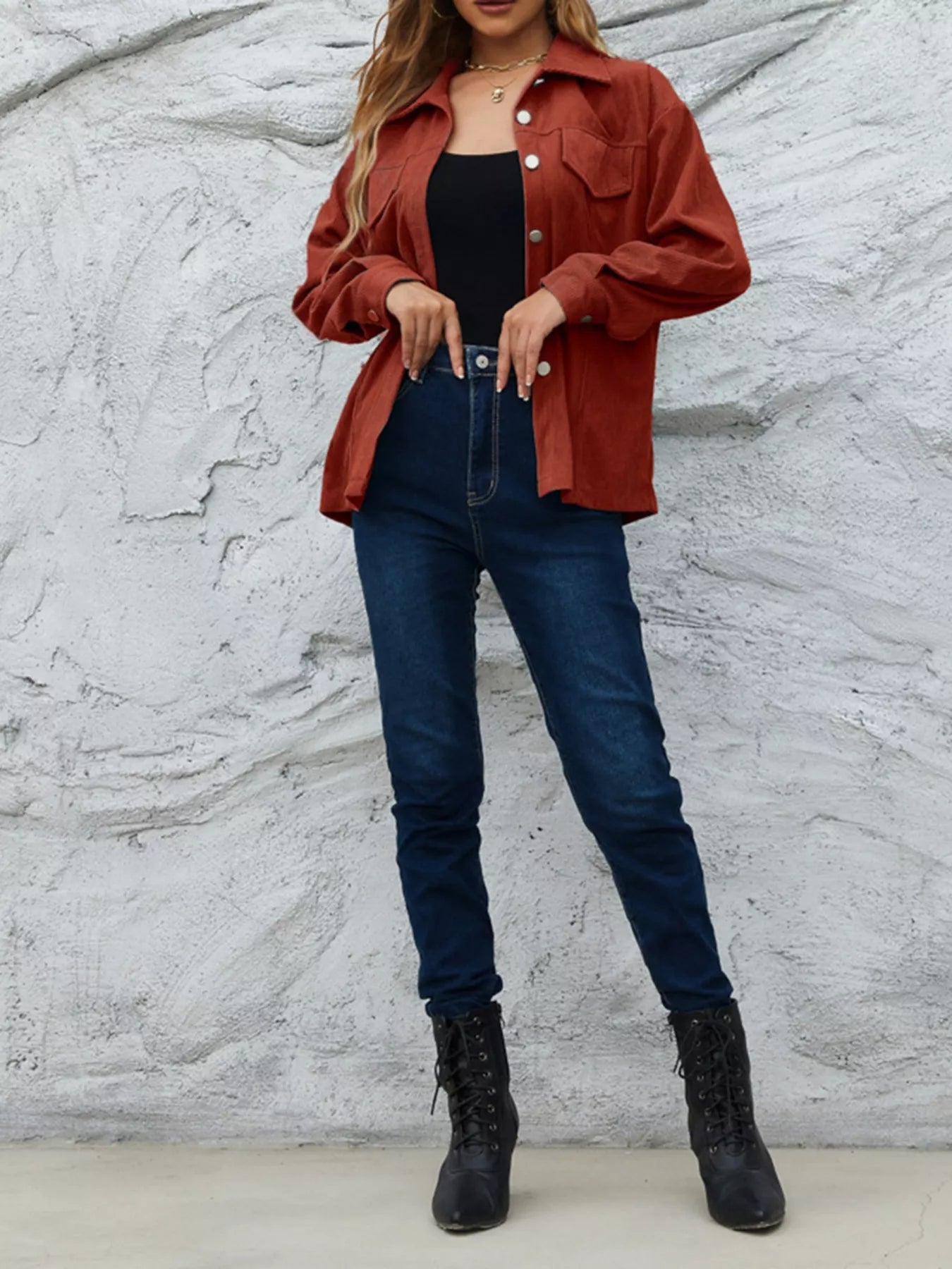 Corduroy Button-Down Shacket OutfitFlow