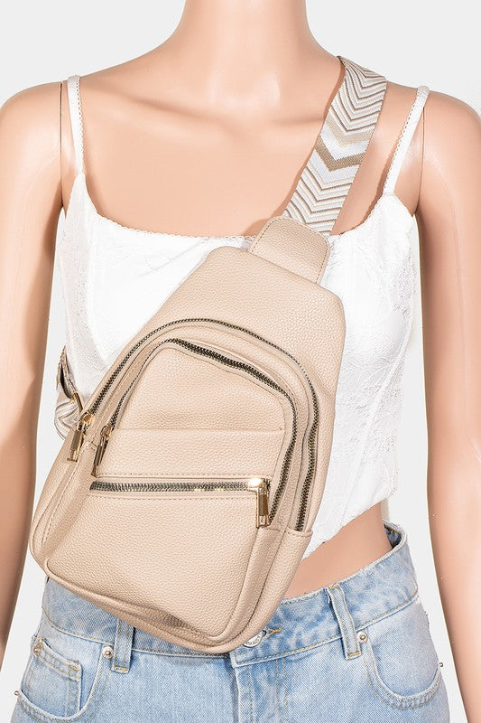 Outfit Flow - Fame PU Leather Chevron Strap Crossbody Bag