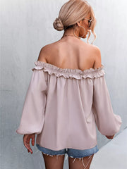 Frill Off-Shoulder Long Sleeve Blouse OutfitFlow