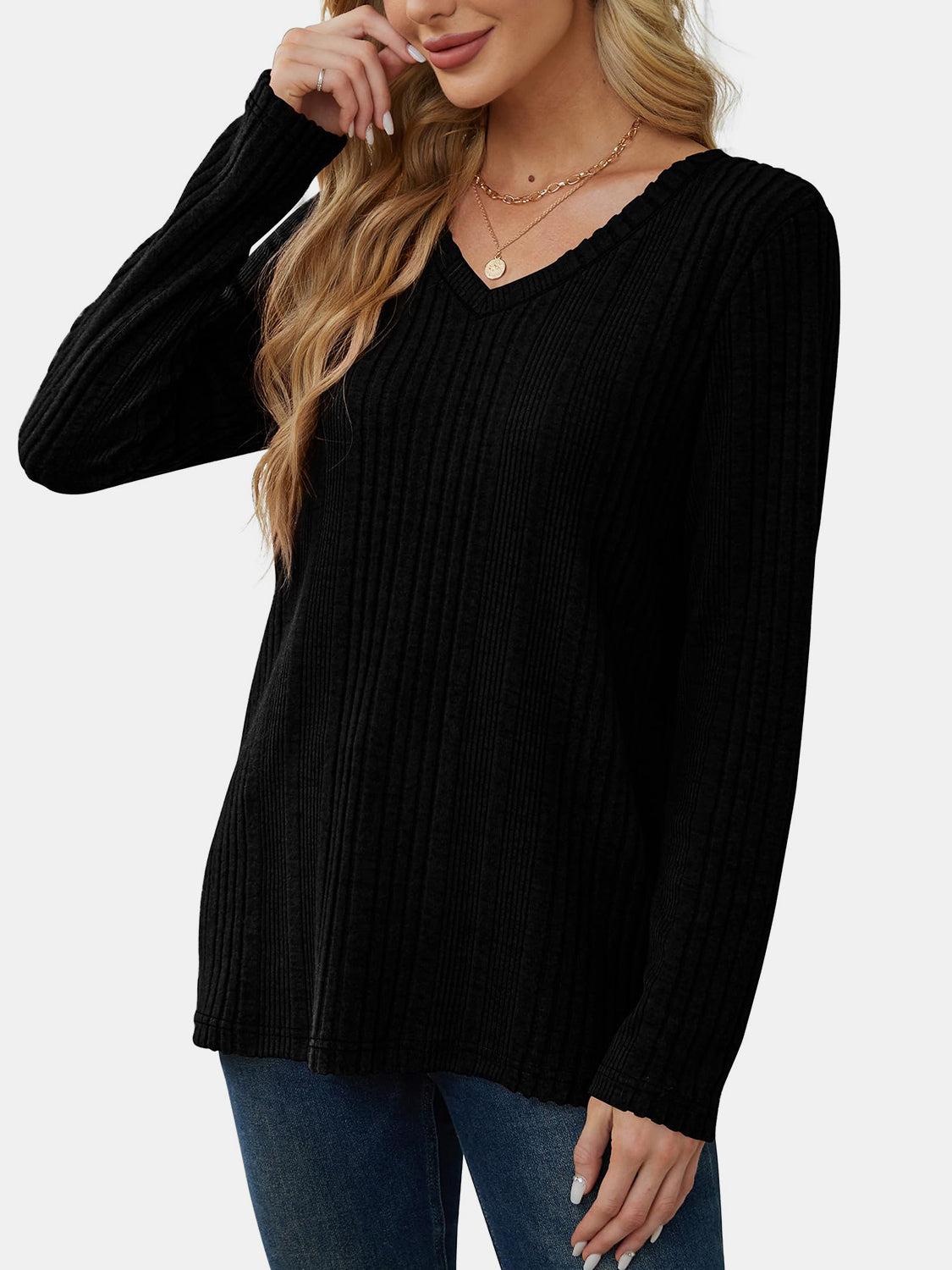 Outfit Flow - V-Neck Long Sleeve T-Shirt