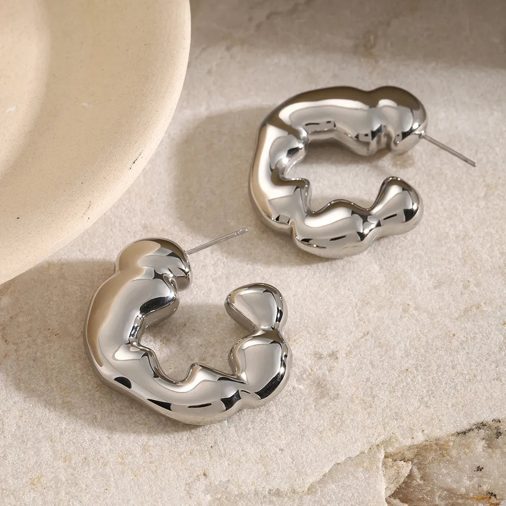 Stainless Steel C-Hoop Earrings OutfitFlow