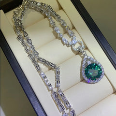 10 Carat Moissanite 925 Sterling Silver Teardrop Shape Necklace OutfitFlow