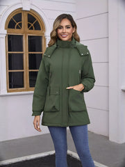 Full Size Zip Up Hooded Parka Outerwear Plus Size OutfitFlow